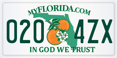 FL license plate 0204ZX