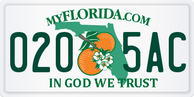 FL license plate 0205AC