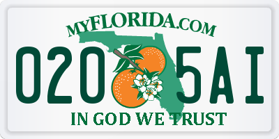 FL license plate 0205AI