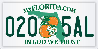 FL license plate 0205AL