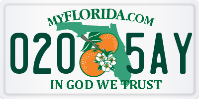 FL license plate 0205AY
