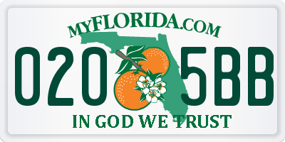 FL license plate 0205BB