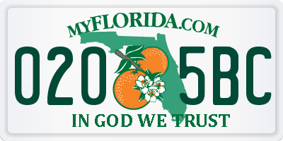 FL license plate 0205BC