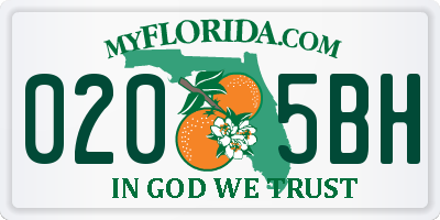 FL license plate 0205BH