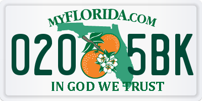 FL license plate 0205BK