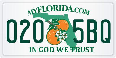 FL license plate 0205BQ