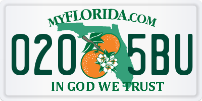FL license plate 0205BU