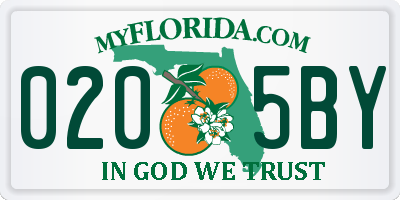 FL license plate 0205BY