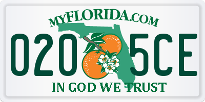 FL license plate 0205CE