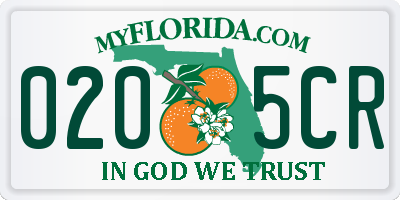 FL license plate 0205CR