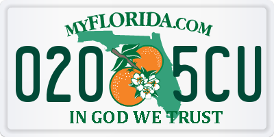 FL license plate 0205CU