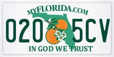 FL license plate 0205CV
