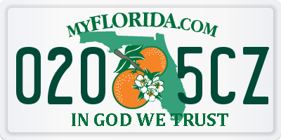 FL license plate 0205CZ