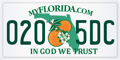FL license plate 0205DC