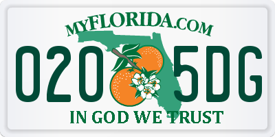 FL license plate 0205DG