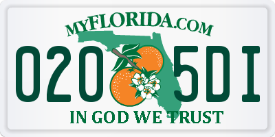 FL license plate 0205DI