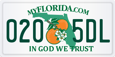 FL license plate 0205DL