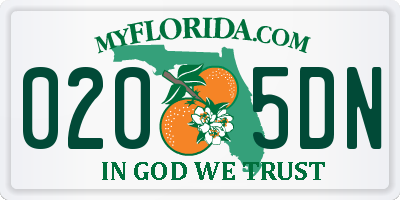 FL license plate 0205DN