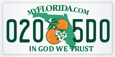FL license plate 0205DO