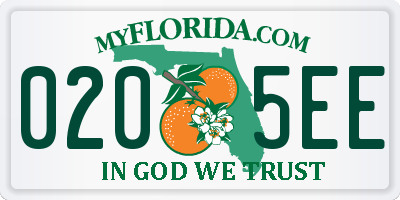 FL license plate 0205EE