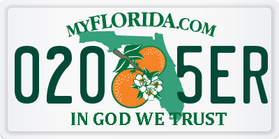 FL license plate 0205ER