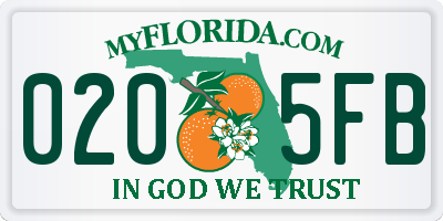 FL license plate 0205FB