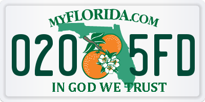 FL license plate 0205FD