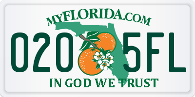 FL license plate 0205FL