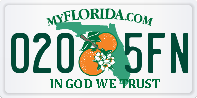 FL license plate 0205FN