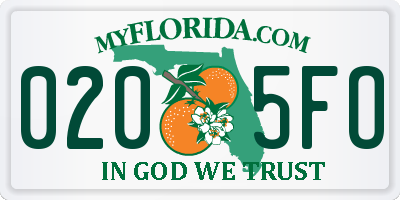 FL license plate 0205FO
