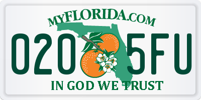 FL license plate 0205FU