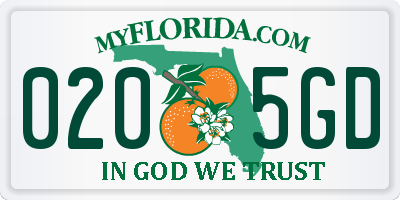 FL license plate 0205GD