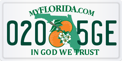FL license plate 0205GE