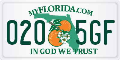 FL license plate 0205GF