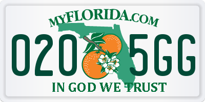 FL license plate 0205GG