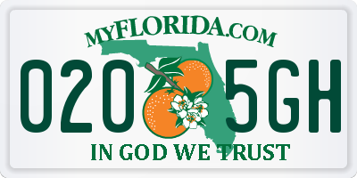 FL license plate 0205GH