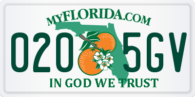 FL license plate 0205GV