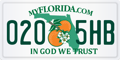 FL license plate 0205HB