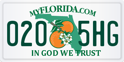 FL license plate 0205HG