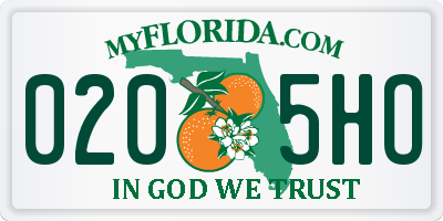 FL license plate 0205HO