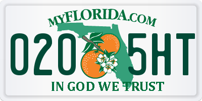 FL license plate 0205HT