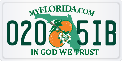 FL license plate 0205IB