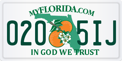FL license plate 0205IJ
