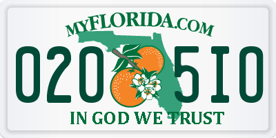 FL license plate 0205IO