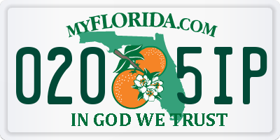 FL license plate 0205IP
