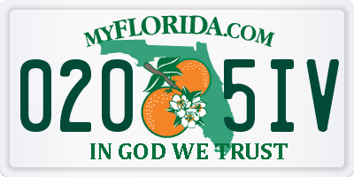 FL license plate 0205IV