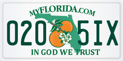 FL license plate 0205IX