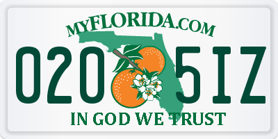 FL license plate 0205IZ