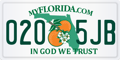 FL license plate 0205JB