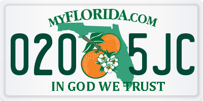 FL license plate 0205JC